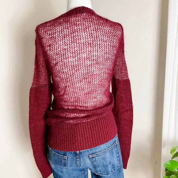 All Saints Air Jumper Sweater Merlot Mesh Back XS - Picture 4 of 7